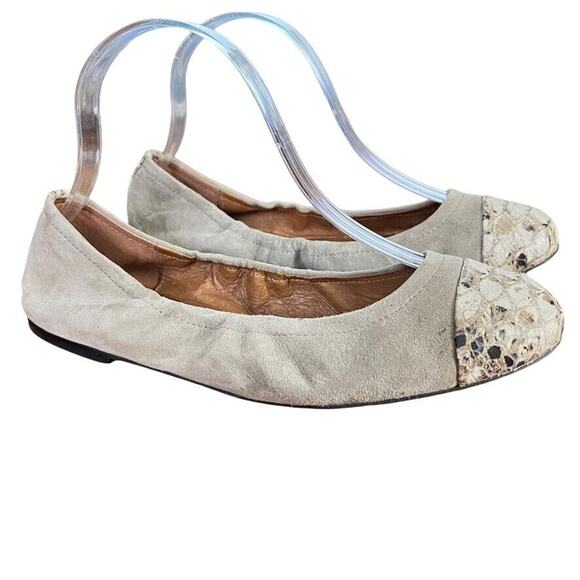 Sam Edelman Baxton Womens Suede Leather Flats Slip On Gray Shoes Reptile sz 8M - Picture 1 of 16